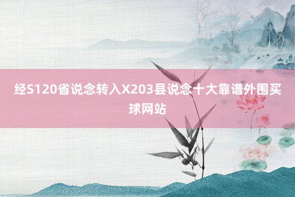 经S120省说念转入X203县说念十大靠谱外围买球网站