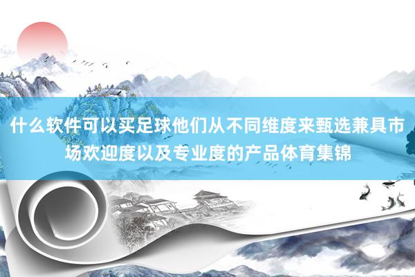 什么软件可以买足球他们从不同维度来甄选兼具市场欢迎度以及专业度的产品体育集锦