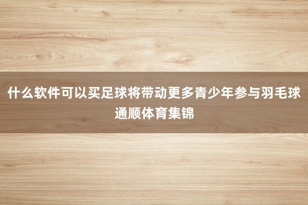 什么软件可以买足球将带动更多青少年参与羽毛球通顺体育集锦