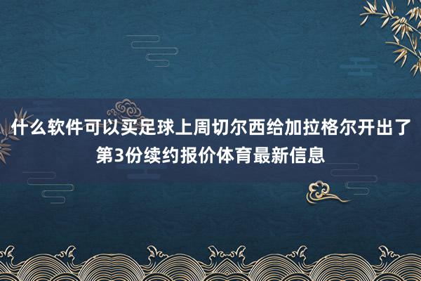 什么软件可以买足球上周切尔西给加拉格尔开出了第3份续约报价体育最新信息