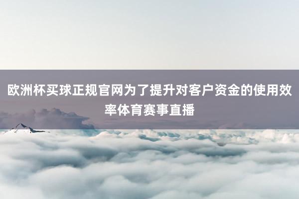 欧洲杯买球正规官网为了提升对客户资金的使用效率体育赛事直播